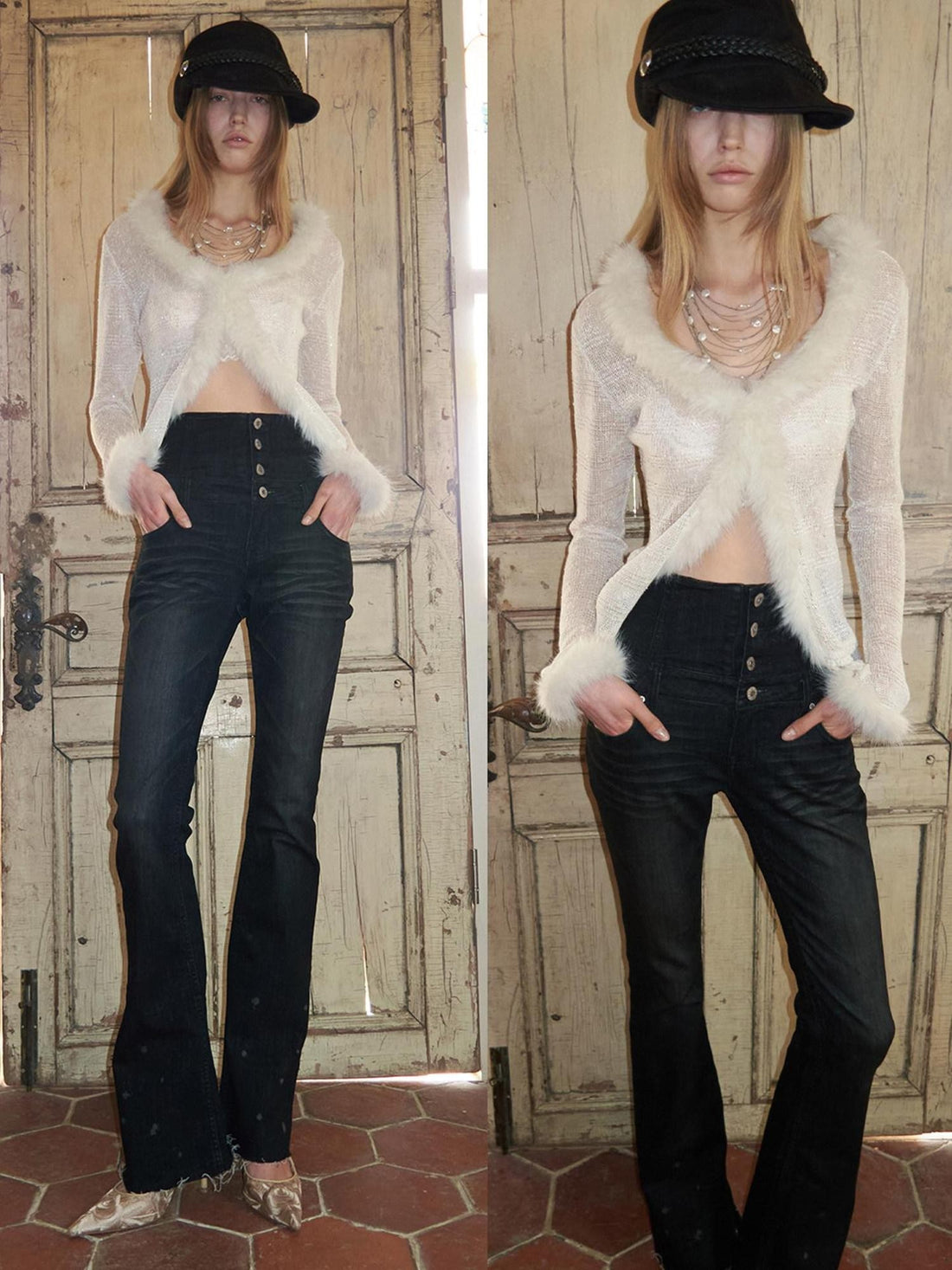 1JINN STUDIO Vintage Washed High Waist Panel Asymmetrical Brushed Women&