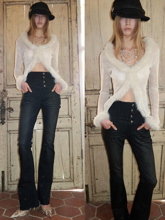 1JINN STUDIO Vintage Washed High Waist Panel Asymmetrical Brushed Women&