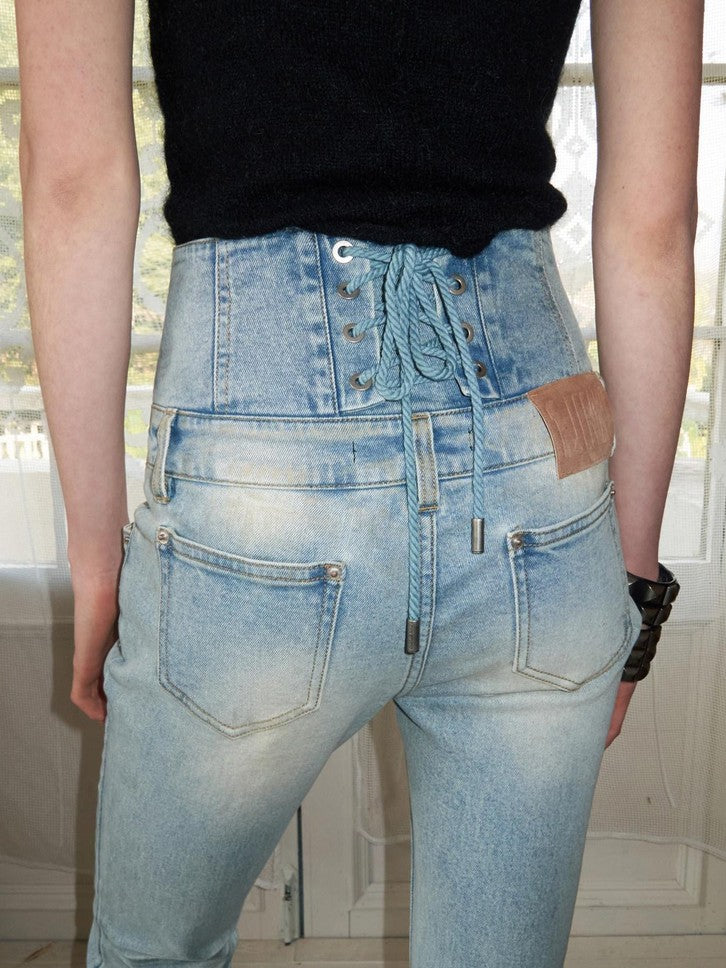1JINN STUDIO Vintage Washed High Waist Panel Asymmetrical Brushed Women&