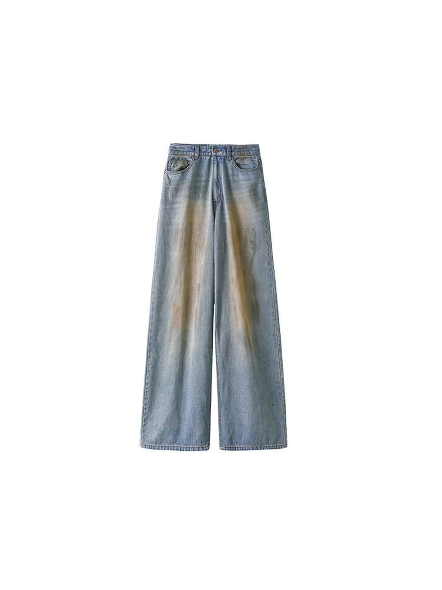 1JINN STUDIO Vintage Washed Mud Dyed Straight Cut Floor Length Women&