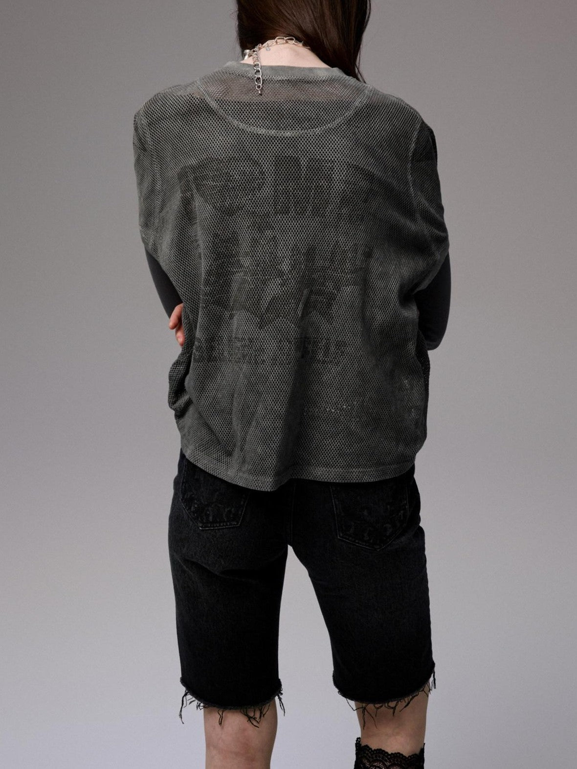 1JINN STUDIO Washed Black Distressed Embroidered Women&