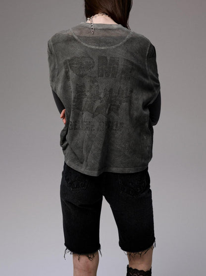 1JINN STUDIO Washed Black Distressed Embroidered Women&