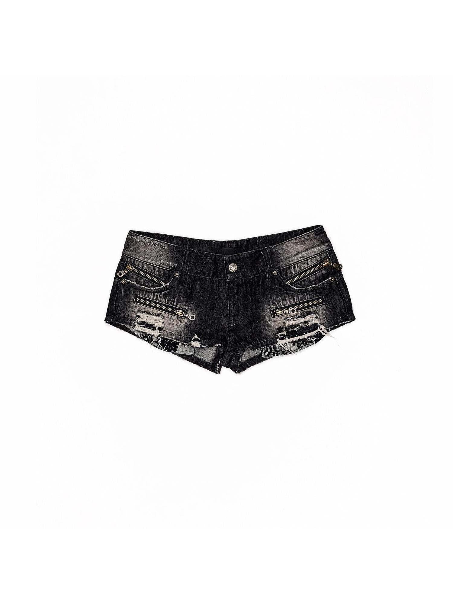 1JINN STUDIO Washed Black Distressed Zipper Ripped Slimming Lift Women&
