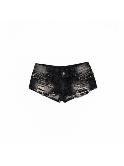 1JINN STUDIO Washed Black Distressed Zipper Ripped Slimming Lift Women&