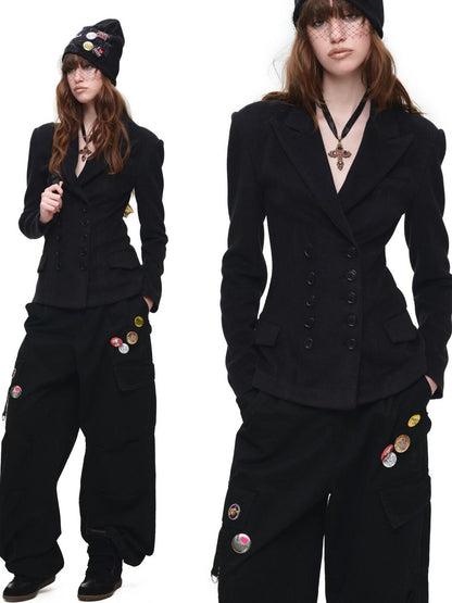 1JINN STUDIO Washed Distressed Multi Pocket Relaxed Workwear Women&