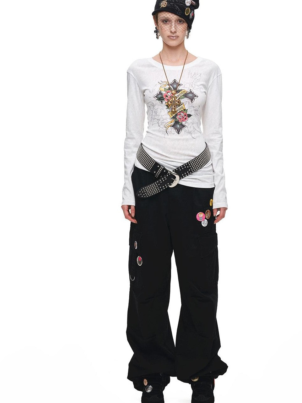 1JINN STUDIO Washed Distressed Multi Pocket Relaxed Workwear Women&