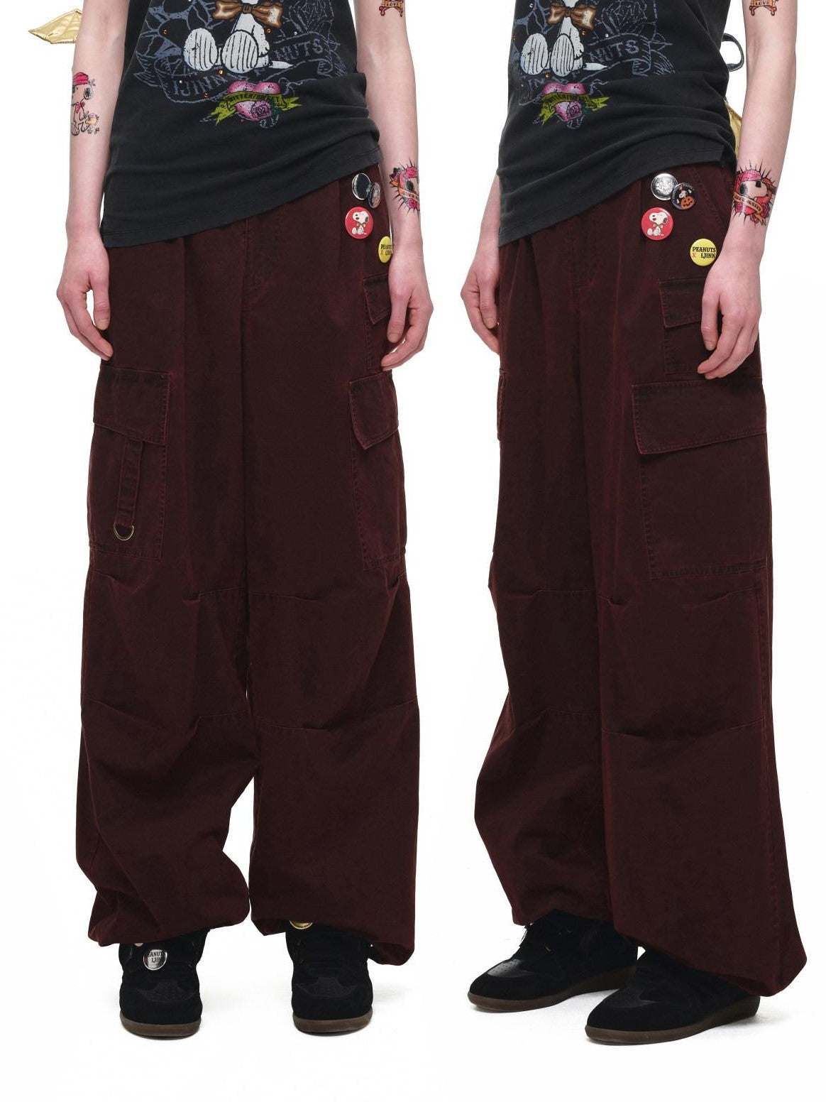 1JINN STUDIO Washed Distressed Multi Pocket Relaxed Workwear Women&