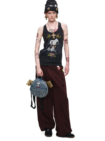 1JINN STUDIO Washed Distressed Multi Pocket Relaxed Workwear Women&