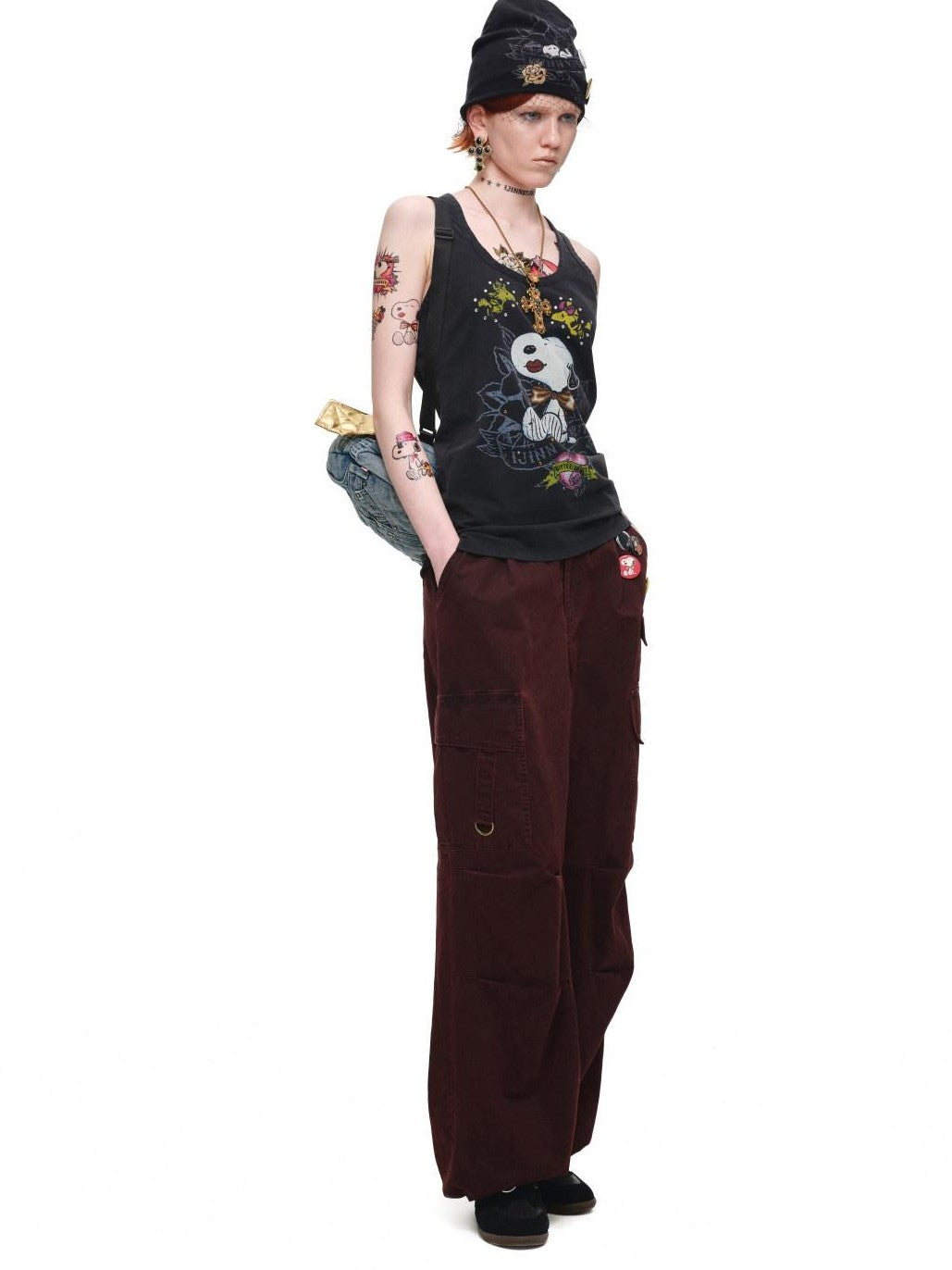 1JINN STUDIO Washed Distressed Multi Pocket Relaxed Workwear Women&