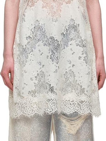 1JINN STUDIO Washed Distressed Spray Print Lace Mid Rise Women&