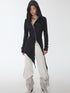1JINN STUDIO Washed Rhinestone Studded Deconstructed Asymmetric Midi Women&