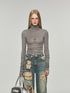 1JINN STUDIO White Rhinestone Mock Neck Layering Women&