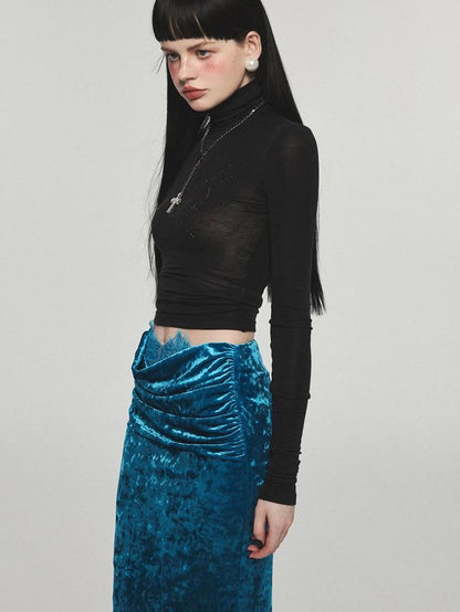 1JINN STUDIO White Rhinestone Mock Neck Layering Women&