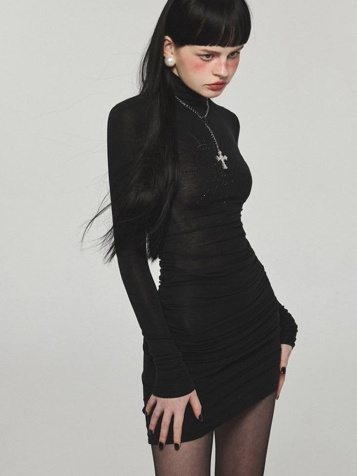 1JINN STUDIO White Rhinestone Mock Neck Layering Women&