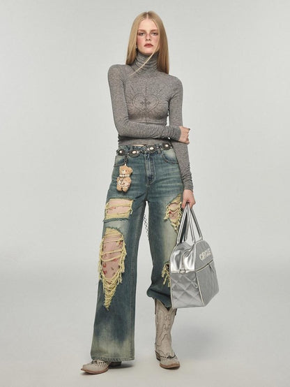 1JINN STUDIO White Rhinestone Mock Neck Layering Women&