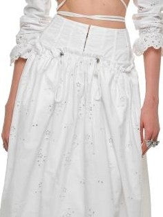 1JINN STUDIO White Solid Double Waist High Waist Flared Women&