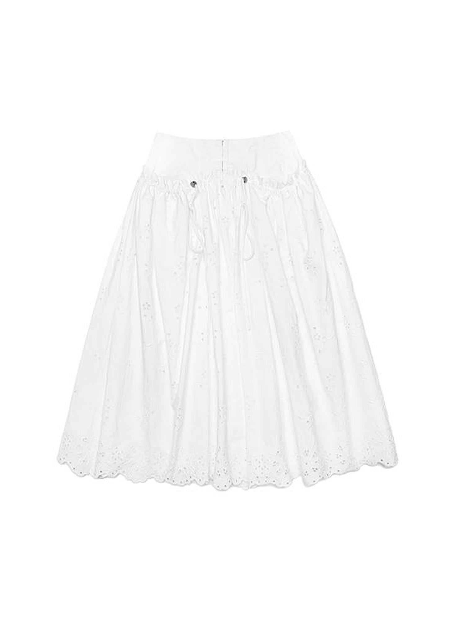1JINN STUDIO White Solid Double Waist High Waist Flared Women&