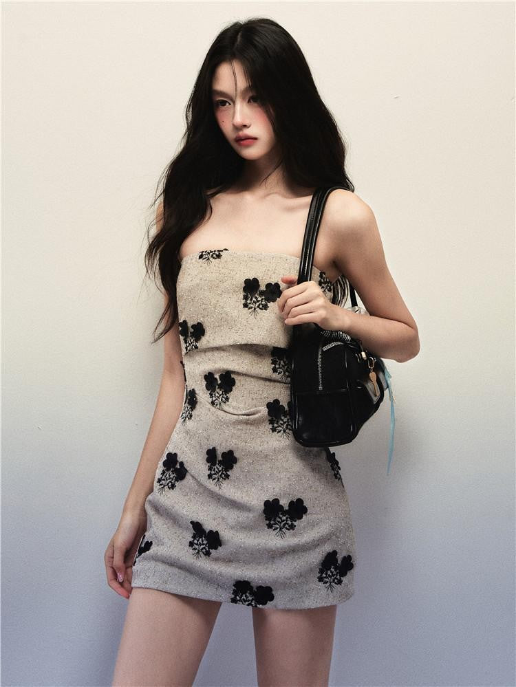 1P STUDIO Apricot Oversized Strapless Tie Waist Lapel Woolen Women&