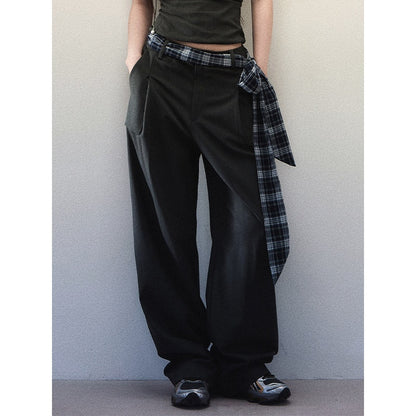 1P_STUDIO_Bandeau_Plaid_Patchwork_Tie_Waist_Wide_Leg_Loose_Women&