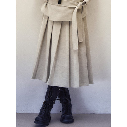 1P_STUDIO_Beige_Gray_Belted_Cropped_Coat_Midi_Pleated_Skirt_Women&
