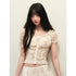 1P_STUDIO_Beige_Lace_Slim_Short_Shirt_Low_Waist_Flared_Skirt_Women&