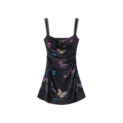 1P_STUDIO_Black_Butterfly_Print_A_Line_Cinched_Waist_Women&