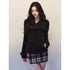 1P_STUDIO_Black_Large_Lapel_Double_Breasted_Plaid_Short_Coat_Women&