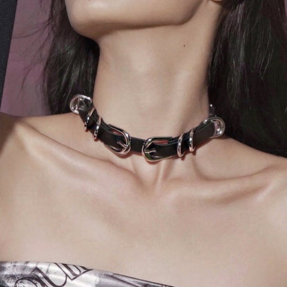 1P_STUDIO_Black_Layered_Circular_Rings_Double_Buckle_Belt_Women&