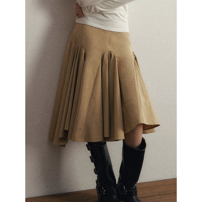 1P_STUDIO_Black_Pleated_Asymmetrical_Panel_Elastic_Waist_Women&