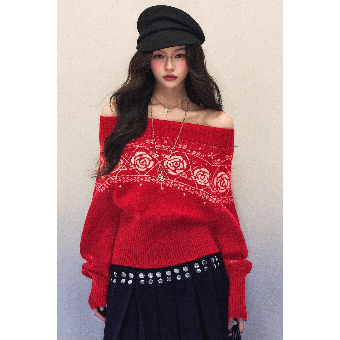 1P_STUDIO_Black_Rose_Jacquard_Loose_Women&