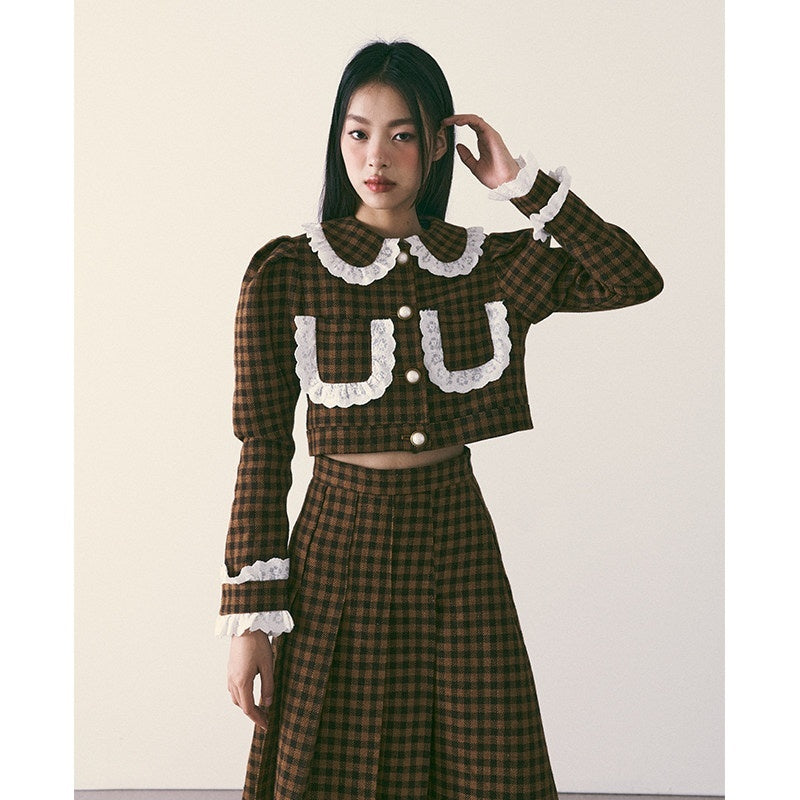 1P_STUDIO_Brown_Plaid_Lace_Trim_Women&