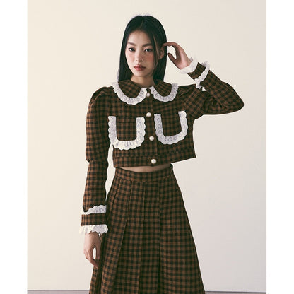 1P_STUDIO_Brown_Plaid_Lace_Trim_Women&