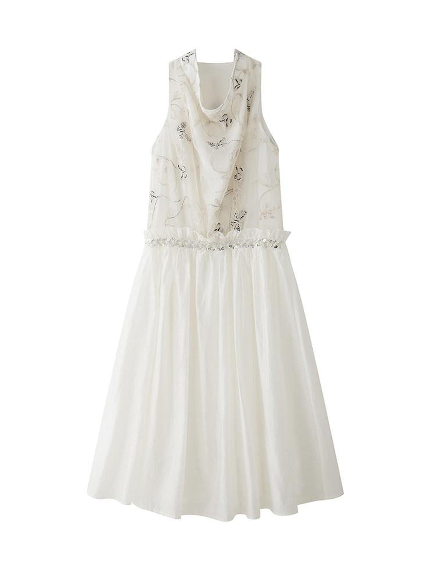 1P STUDIO Butterfly Embroidered Drape Neck Low Waist Women&