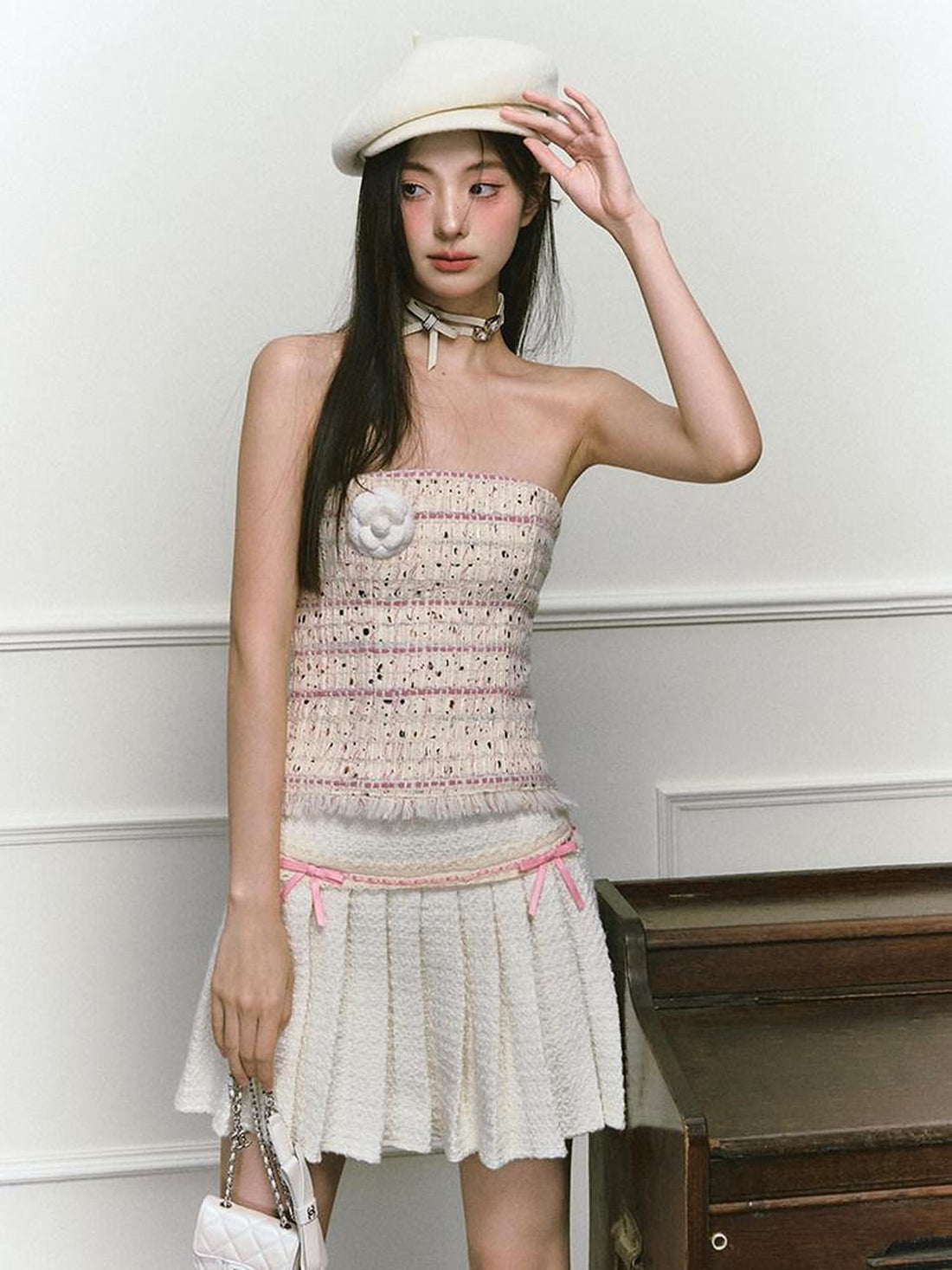 1P STUDIO Chanel Style Bustier And Skirt Two Piece Women&