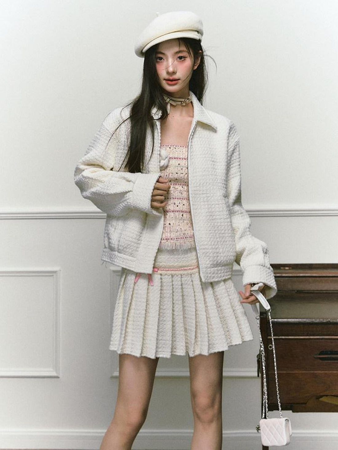 1P STUDIO Chanel Style Bustier And Skirt Two Piece Women&