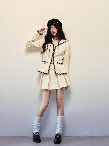 1P STUDIO Color Block Sailor Collar Long Sleeve Women&