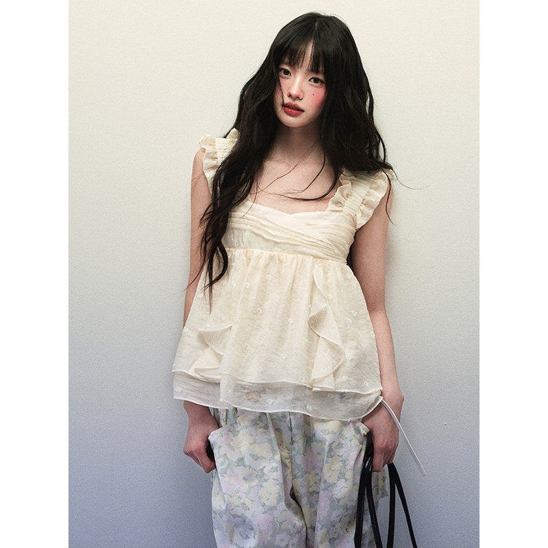 1P_STUDIO_Cream_Dot_Jacquard_Square_Neck_Double_Layer_Women&
