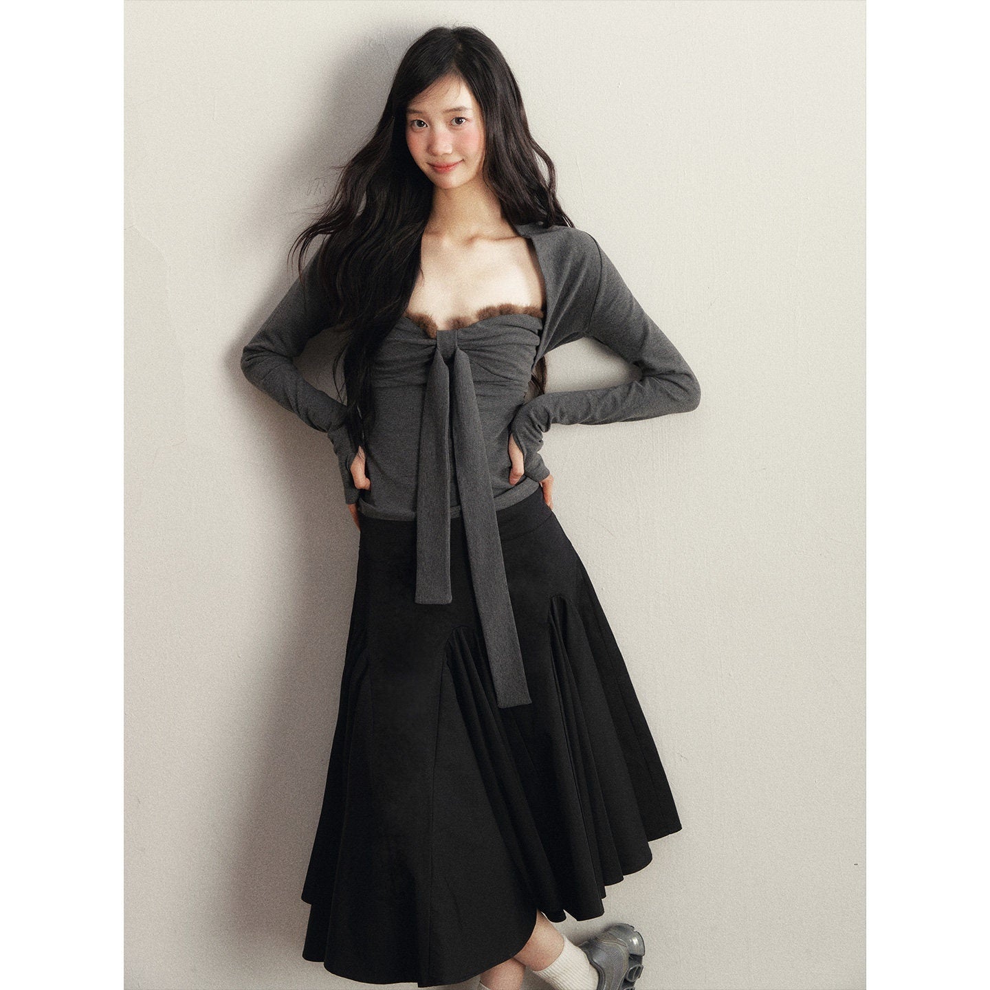 1P_STUDIO_Deep_Heather_Grey_Spliced_Bow_Cropped_Two_Piece_Women&