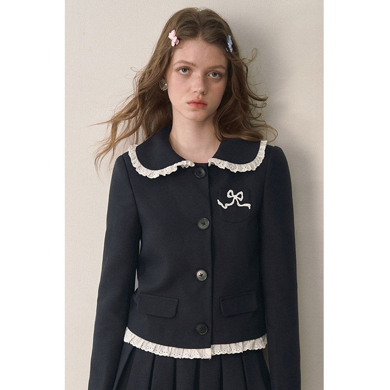 1P_STUDIO_Doll_Collar_Tweed_Jacket_Low_Waist_Pleated_Skirt_Women&