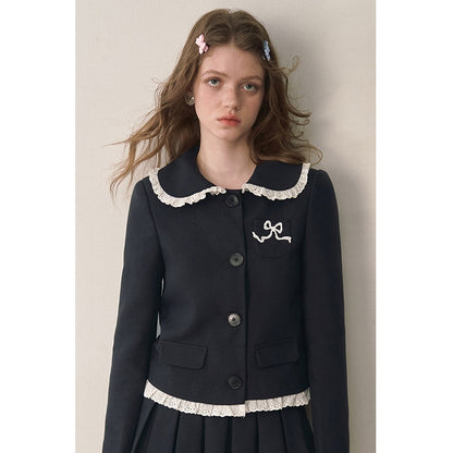 1P_STUDIO_Doll_Collar_Tweed_Jacket_Low_Waist_Pleated_Skirt_Women&