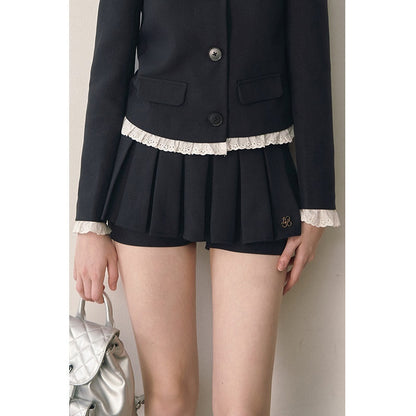 1P_STUDIO_Doll_Collar_Tweed_Jacket_Low_Waist_Pleated_Skirt_Women&