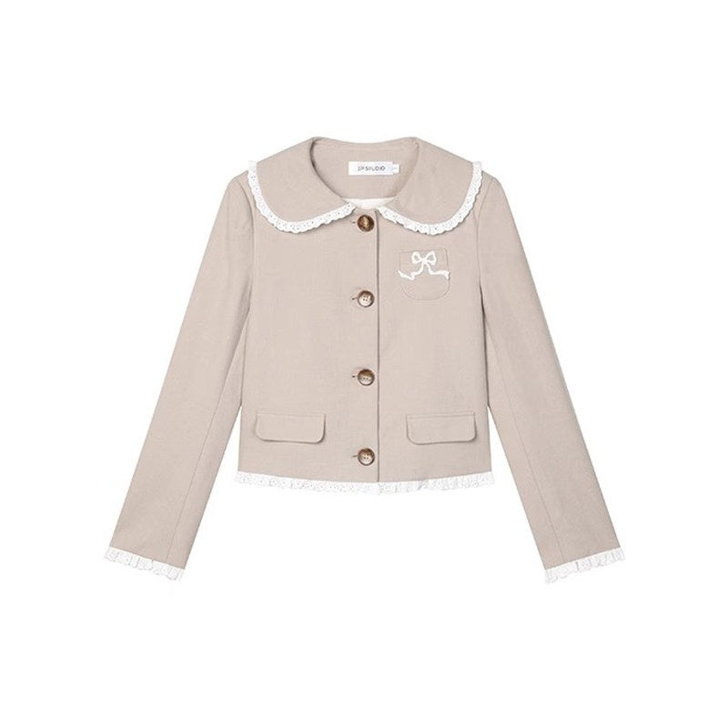 1P_STUDIO_Doll_Collar_Tweed_Jacket_Low_Waist_Pleated_Skirt_Women&