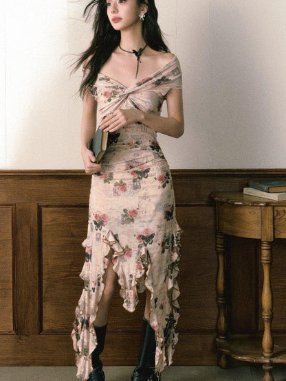 1P STUDIO Editorial Bardot Patchwork Asymmetrical Women&