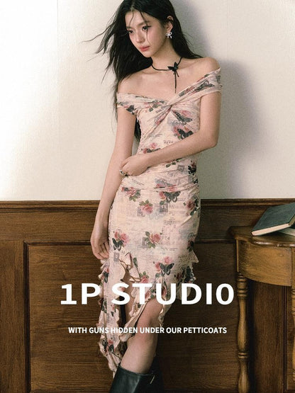 1P STUDIO Editorial Bardot Patchwork Asymmetrical Women&