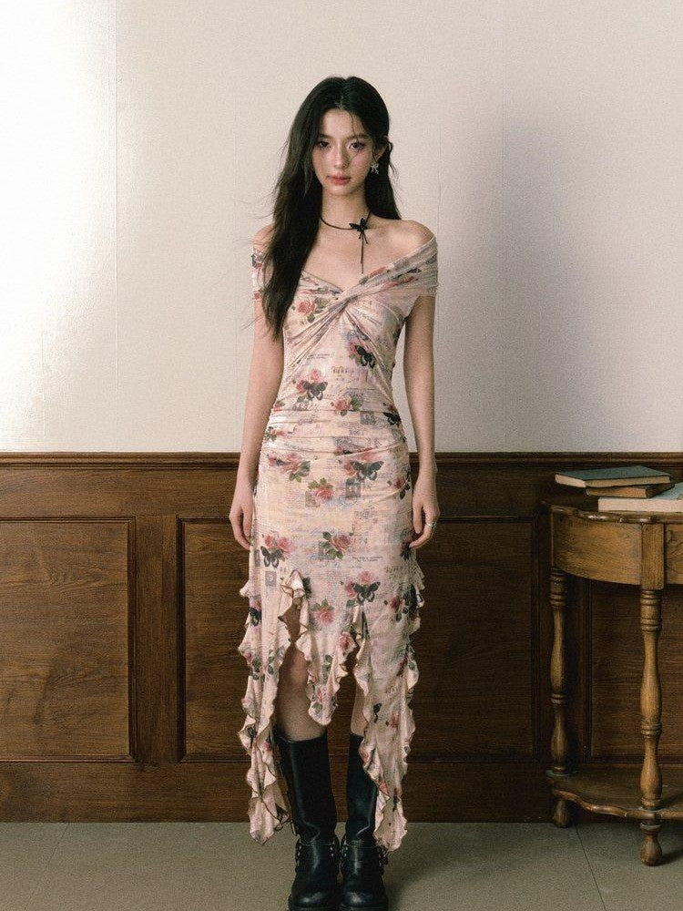 1P STUDIO Editorial Bardot Patchwork Asymmetrical Women&