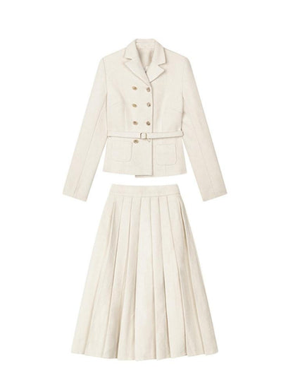 1P STUDIO Elegant Twill Boucle Pleated Women&