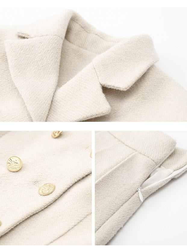 1P STUDIO Elegant Twill Boucle Pleated Women&
