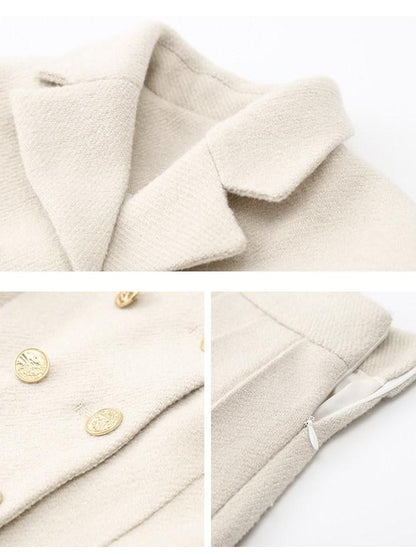 1P STUDIO Elegant Twill Boucle Pleated Women&