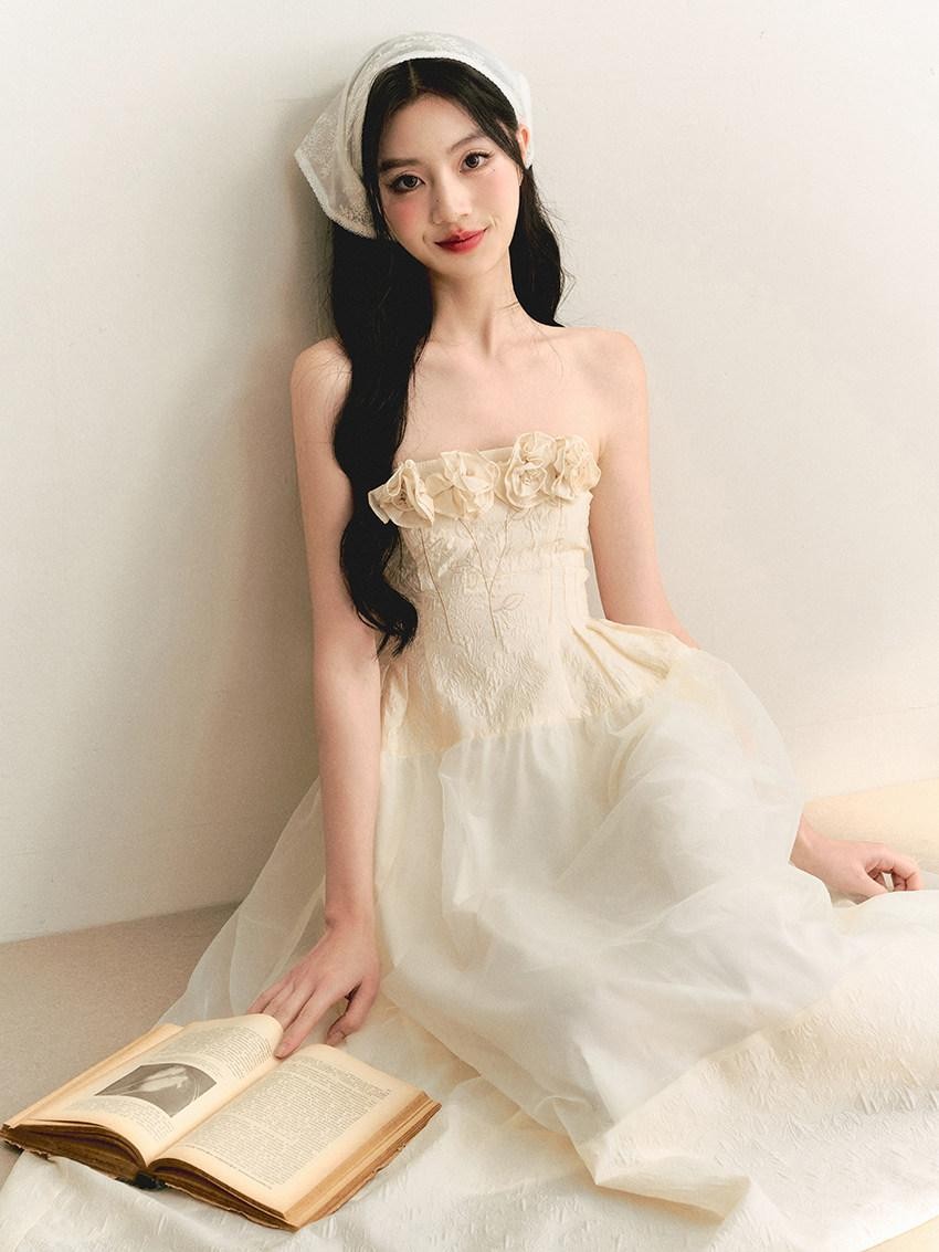 1P STUDIO Ethereal Embroidered Rose Handmade Women&