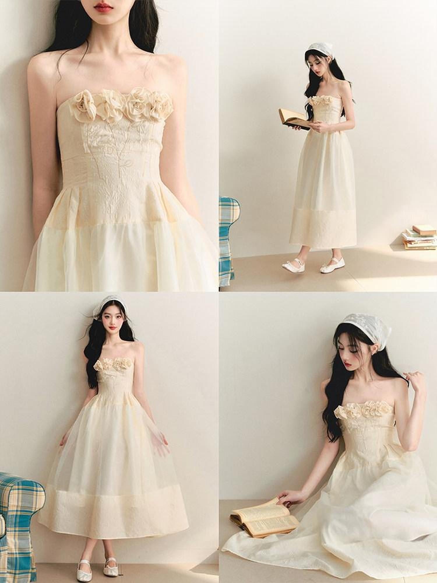 1P STUDIO Ethereal Embroidered Rose Handmade Women&